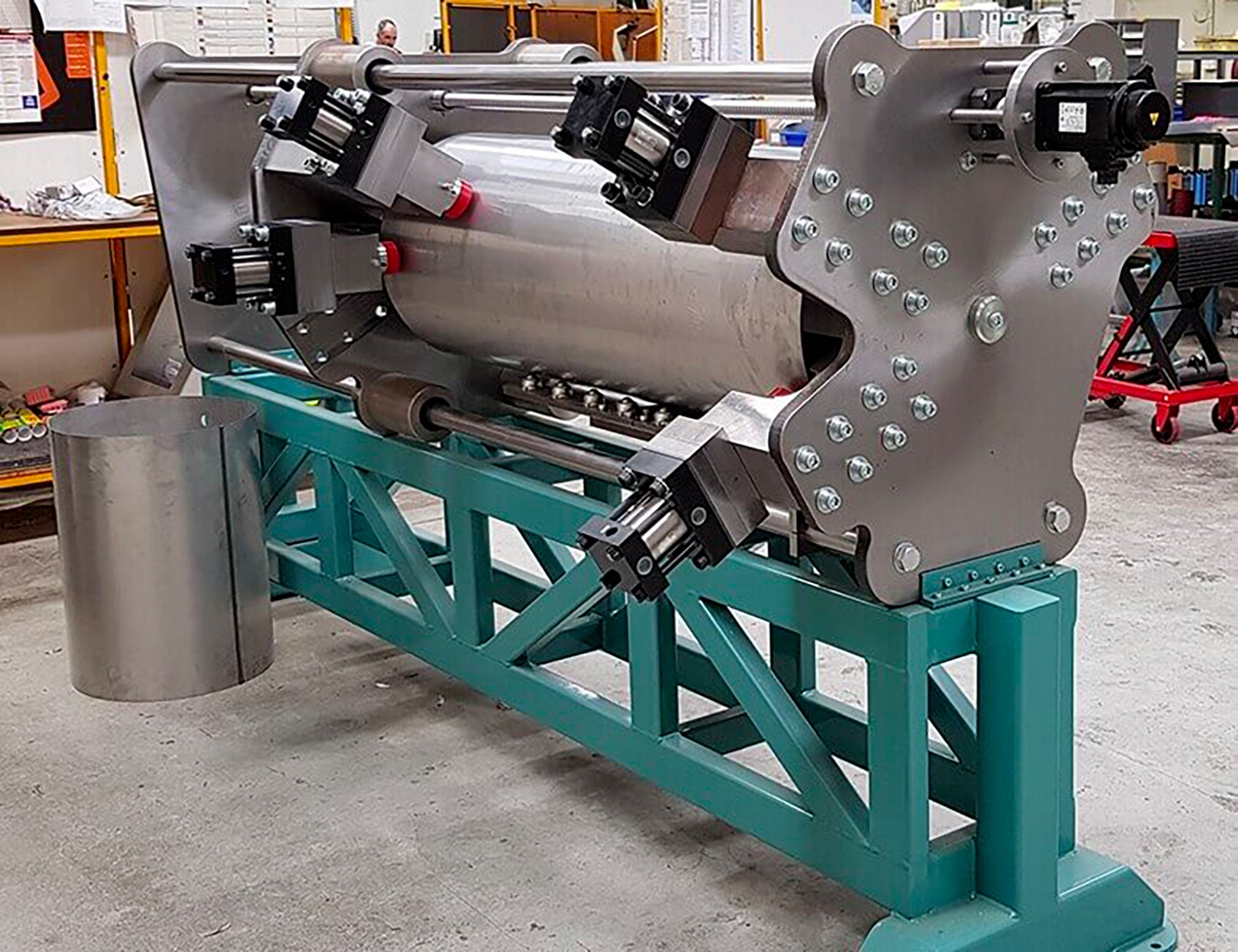 Special-purpose engineered assembly in Semtool's workshop, showing precision fabrication and practical workshop capability.